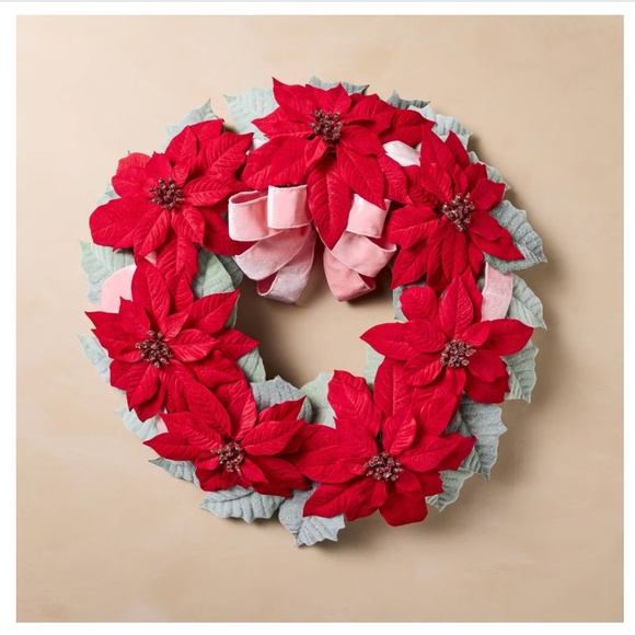 John Derian for Target 26" Poinsettia Wreath - Picture 1 of 4